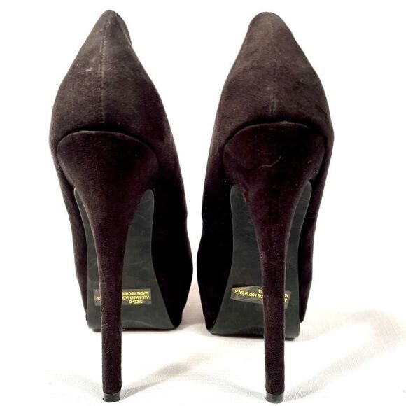 BLACK SUEDE CHARLOTTE RUSSE® PEEP TOE SIZE 8 - Picture 5 of 6